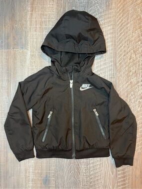 Nike Black Windbreaker Jacket with Silver Zipper Pull